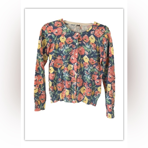 L L Bean Sweaters - Womens L.L.Bean Sweater Cardigan  Button Down Floral  100% Supima Cotton Size XS